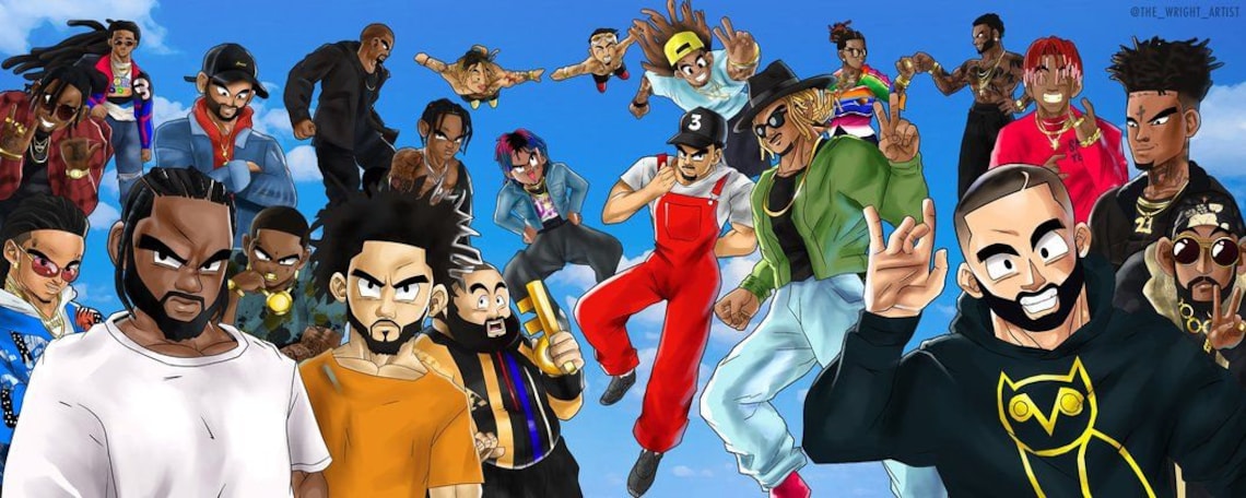 Hip Hop Artists Dragon Ball Z Poster Drake Kendrick | Etsy