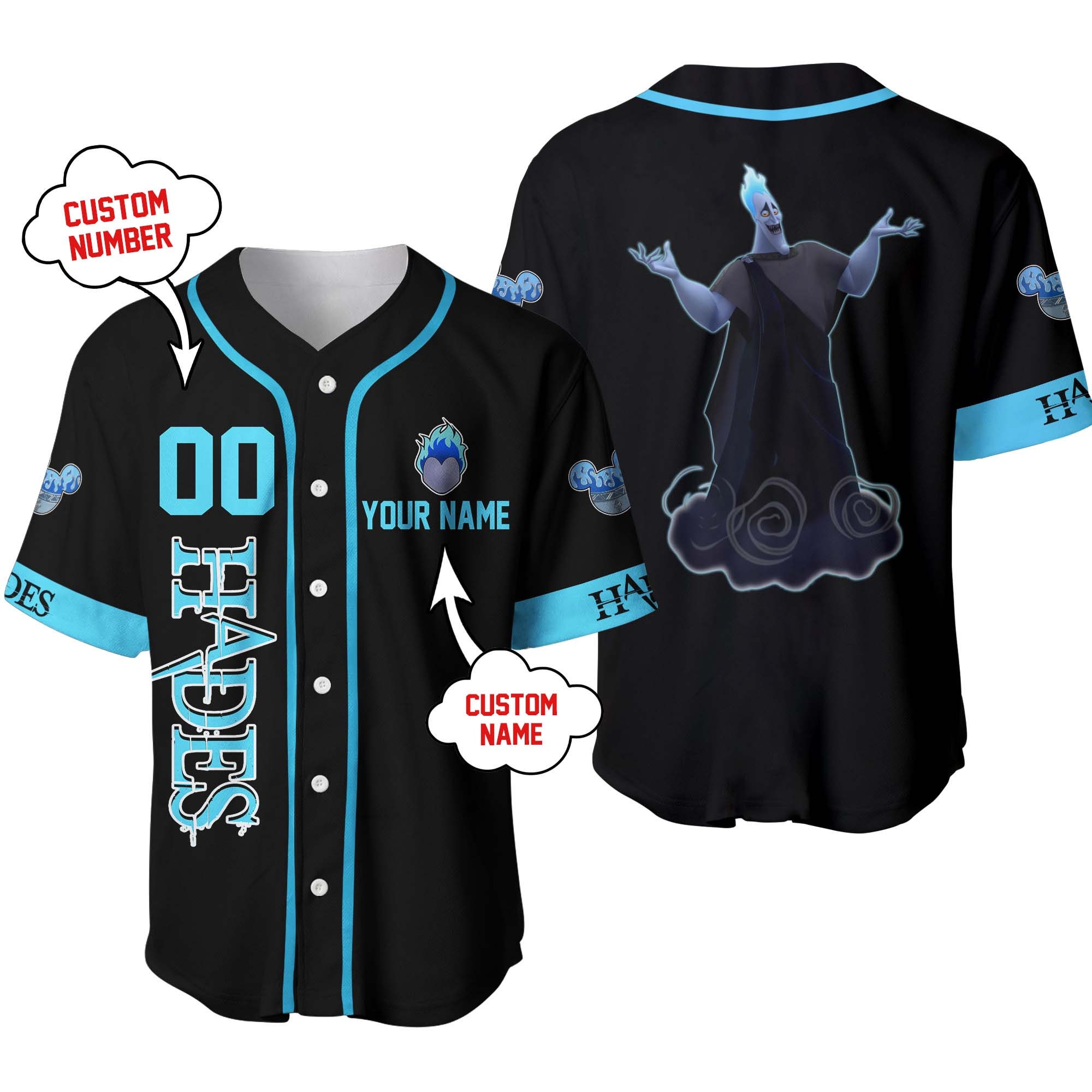 Discover Hades Black Blue Baseball Jersey