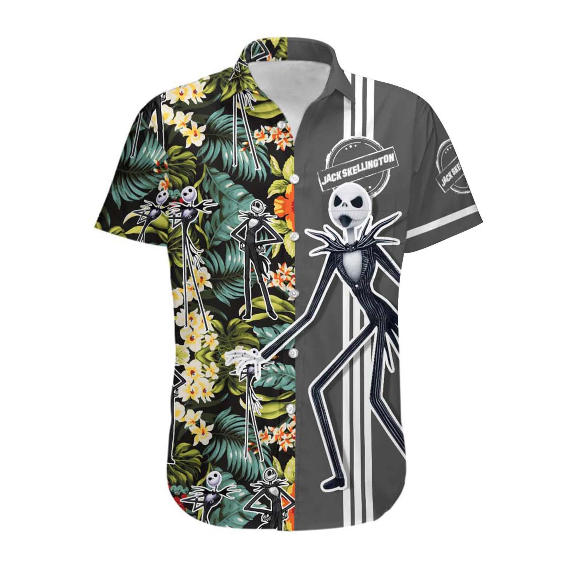 Jack Skellington Floral Strand Muster Disney Hawaiian Shirt