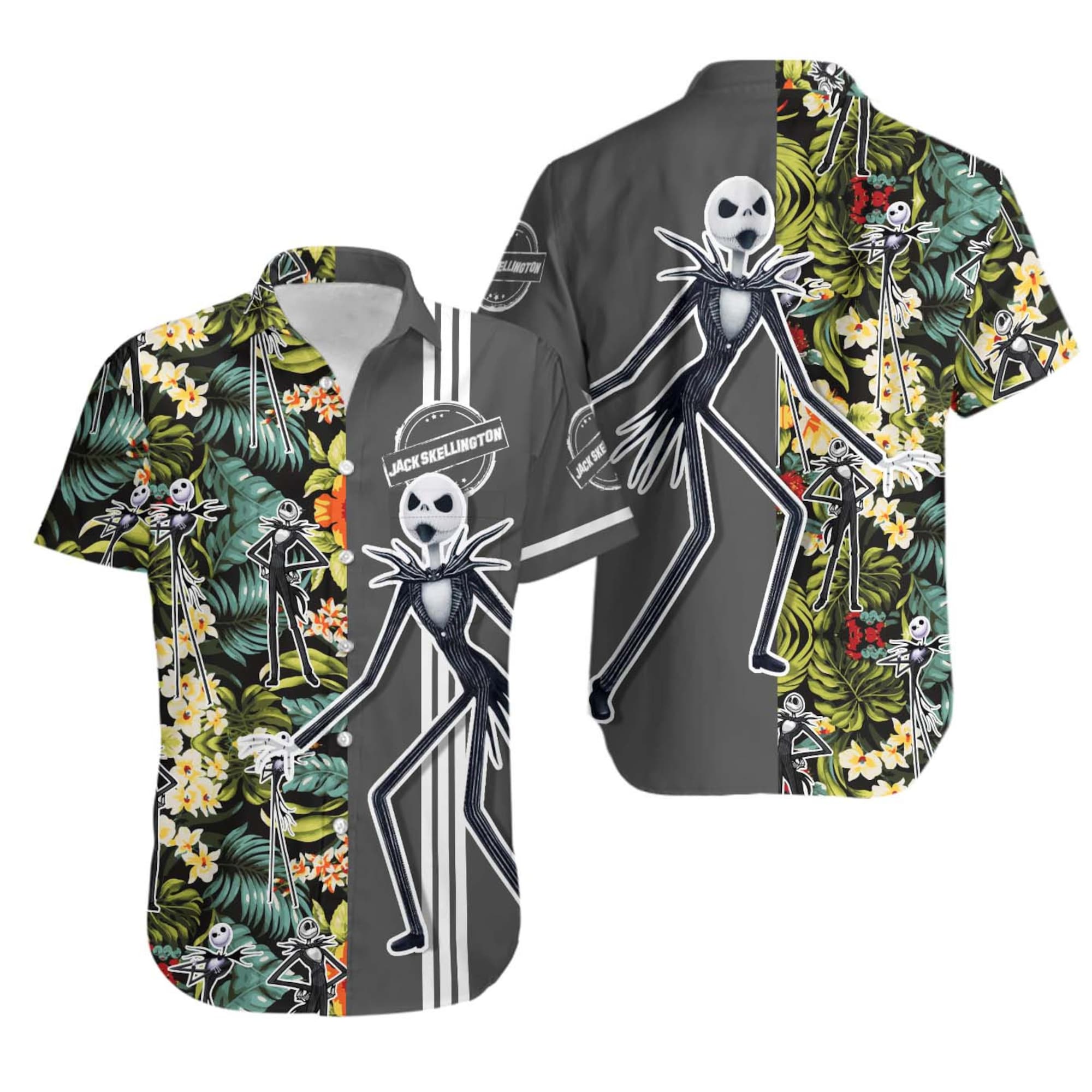 Jack Skellington Floral Strand Muster Disney Hawaiian Shirt Jack Skellington Floral Strand Muster Disney Hawaiian Shirt