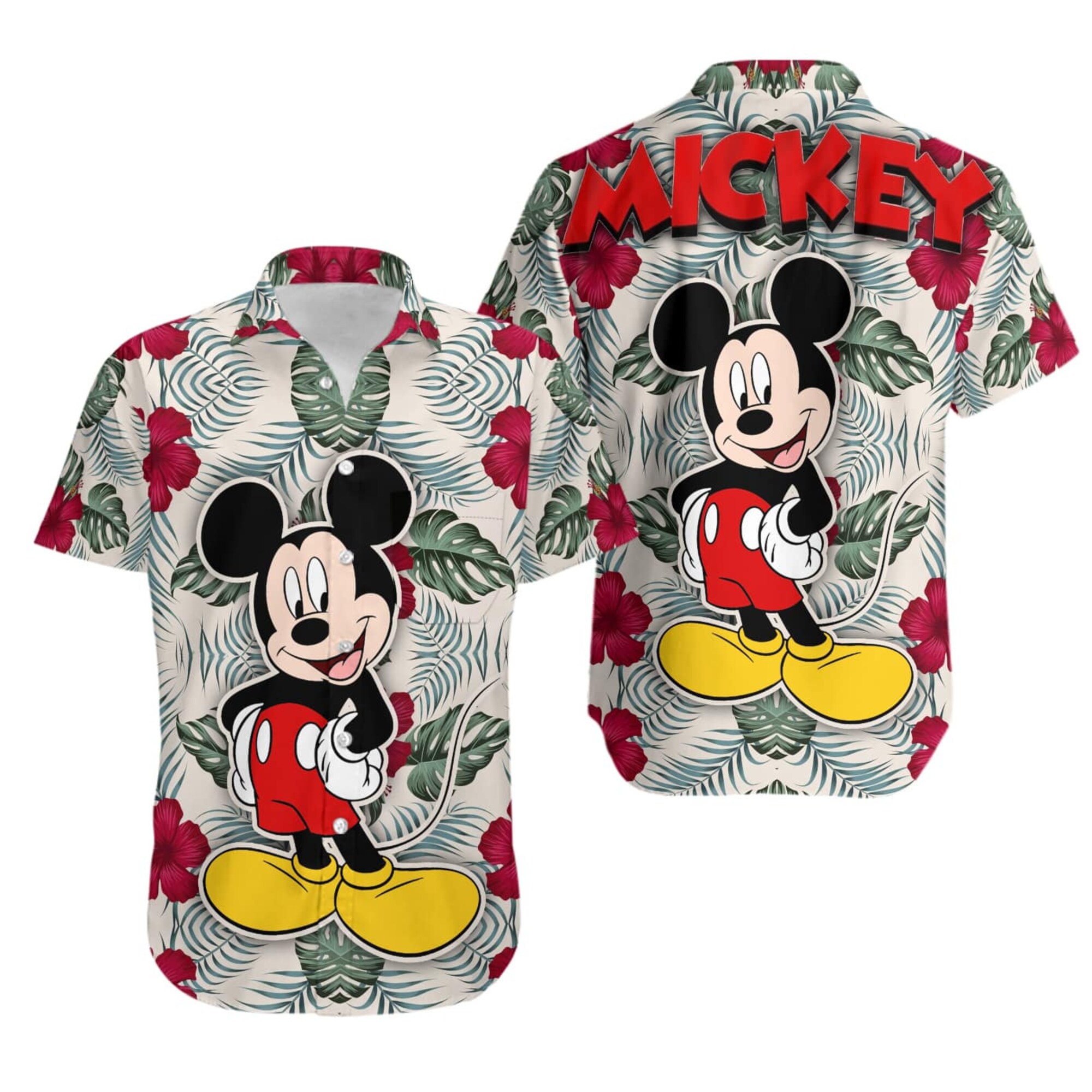 Mickey Mouse Floral Hawaii Strand Muster Disney Hawaiian Shirt Mickey Mouse Floral Hawaii Strand Muster Disney Hawaiian Shirt