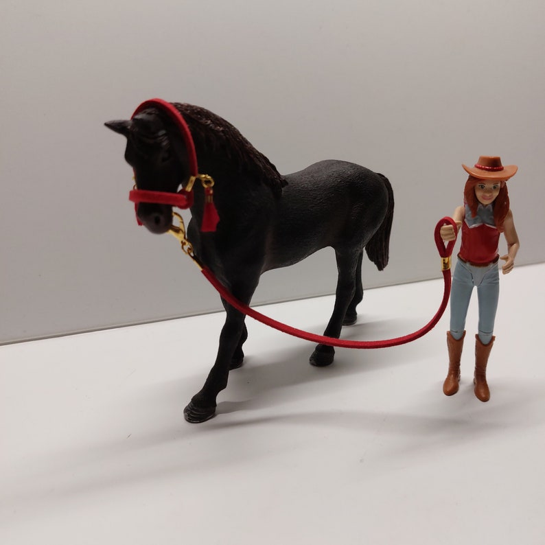 Halfter Führstrick für Spielzeug Pferde Zubehör von Schleich Papo Mojo Bullyland CollectA Safari Modellpferde Miniatur Mitgebsel Geburtstag Bild 6