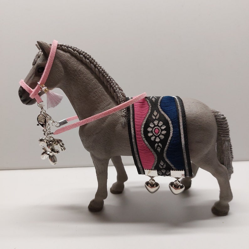 Show Decke Zügel Halfter für Spielzeug Pferde Zubehör Schleich Modellpferde Miniatur Mitgebsel Geburtstag Bild 3