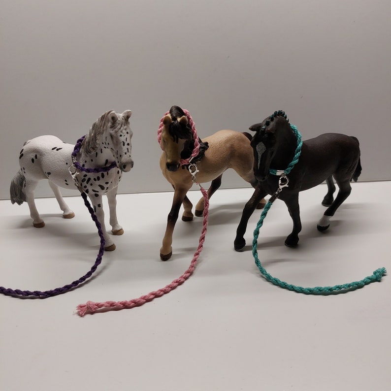 3x Ringhalsband 3x Führstricke Zubehör für Pferde von Schleich Papo Bullyland CollectA Safari Modellpferde Miniatur Mitgebsel Geburtstag Bild 5