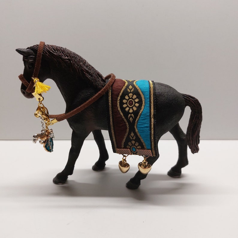 Show Decke Zügel Halfter für Pferde Zubehör von Schleich Papo Mojo Bullyland CollectA Safari Modellpferde Miniatur Mitgebsel Geburtstag Bild 1
