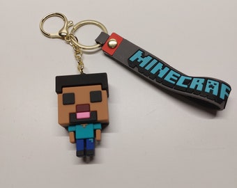 Minecraft Schlüsselanhänger "Steve" NEU 3D robust Silikon Geburtstag Geschenk Talisman Autospiegelanhänger