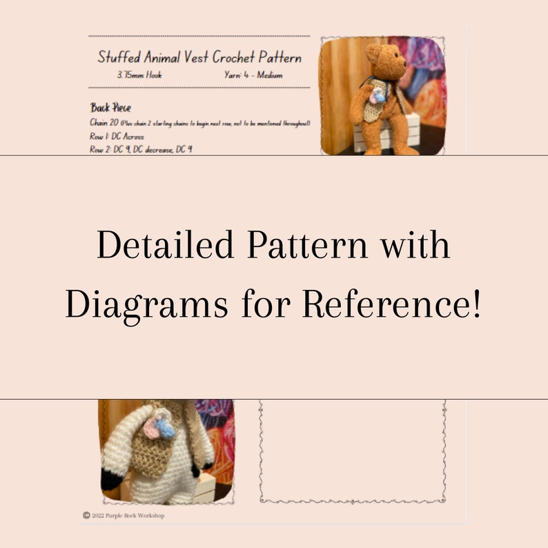 Stuffed Animal Clothes Crochet Pattern Vest Beginner to Intermediate Etsy