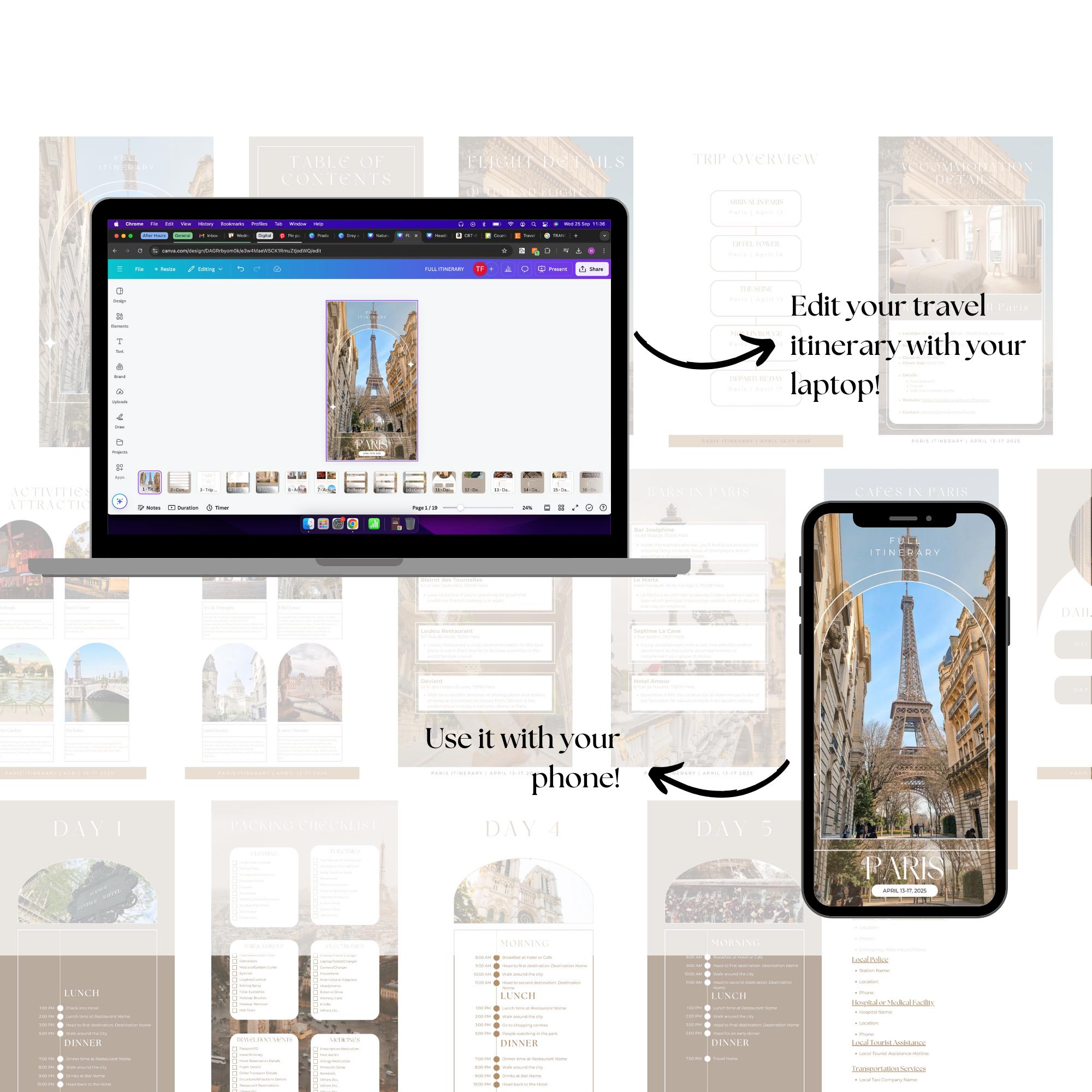 Editable Travel Itinerary Template, Instant Download, Greece Daily ...