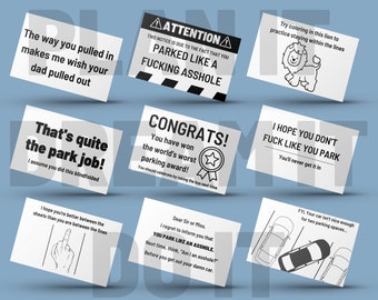 Bad Parking Cards | Printable Instant PDF of 9 Cards
