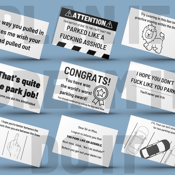 Bad Parking Cards - Etsy
