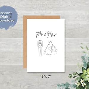 Tarjeta de felicitación de boda imprimible, tarjeta de boda, descarga digital únicamente
