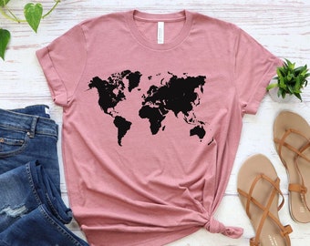 World Map Shirt, Travel Shirt, Traveler Gift, Travel Lover, Geography Shirt, Geography Teacher, Exchange Student, Wanderlust, Adventure Tee