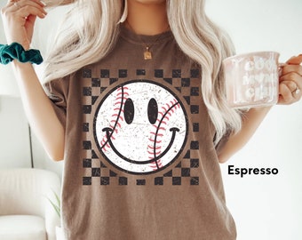 Comfort Colors® Retro Baseball Shirt,Kids Baseball Shirt,Baseball Mom shirt,Baseball Smiley Shirt,Baseball Glove Shirt,Baseball Fan Shirt