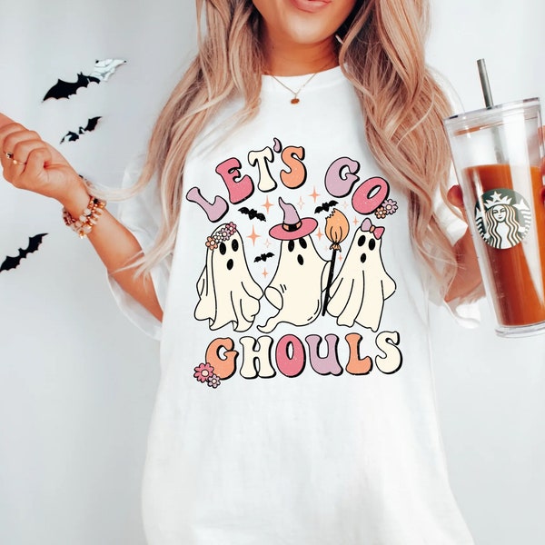 Comfort Colors® Let's Go Ghouls Halloween Shirt, Retro Halloween Shirt,Halloween Shirt,Ghost Shirt,Fall Shirt