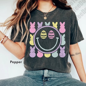 Comfort Colors® Chilling peeps Shirt,Kids Easter Bunny Shirt,Easter Smiley Shirt,Retro Easter Shirt,Cute Easter Tee,Distressed Bunny Shirt