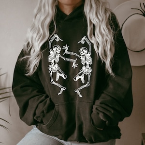 Dancing Skeletons Two Halloween Sweatshirt/Hoodie, Comfy Halloween Sweater, Skeletons Dancing Sweater,Spooky Halloween Shirt,Halloween Bag