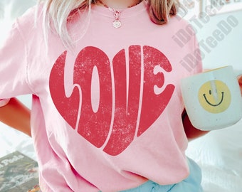 Comfort Colors® Valentine Heart Shirt,Kids Valentines Day Shirt,Retro Love Shirt,Retro Valentines Shirt,Valentine gift,Valentines Day Shirt