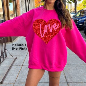 GLITTER Heart Love Valentines Day Sweatshirt, Womens Valentines Day Sweatshirt,Valentines Day Sweater,Valentines Day Shirt,Valentines Gift