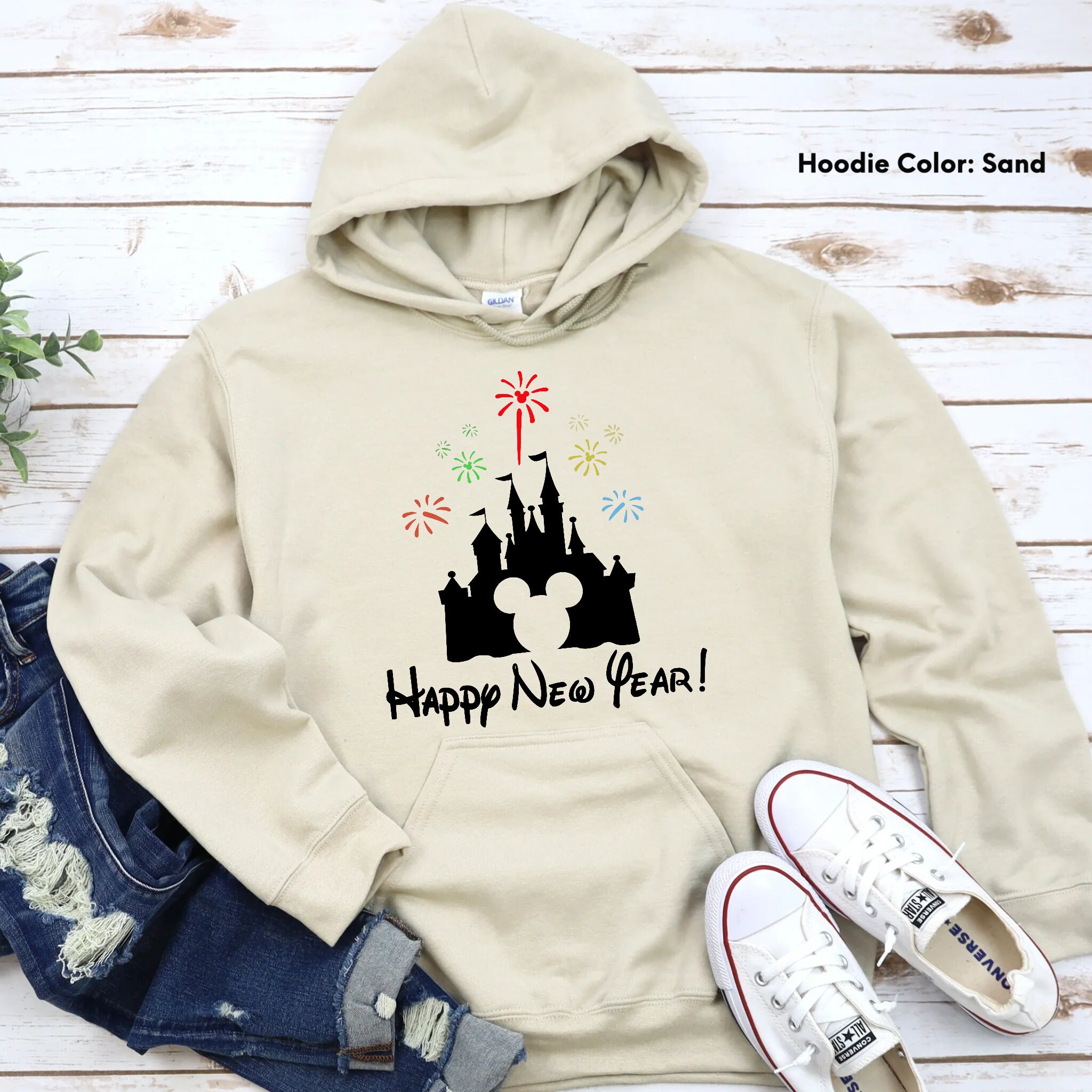 Discover Happy New Year Sweatshirt/Hoodie,Disney Christmas Shirt,Mickey Christmas Party Shirt,Disney Christmas  Shirt, Xmas Fireworks Shirt/Sweater