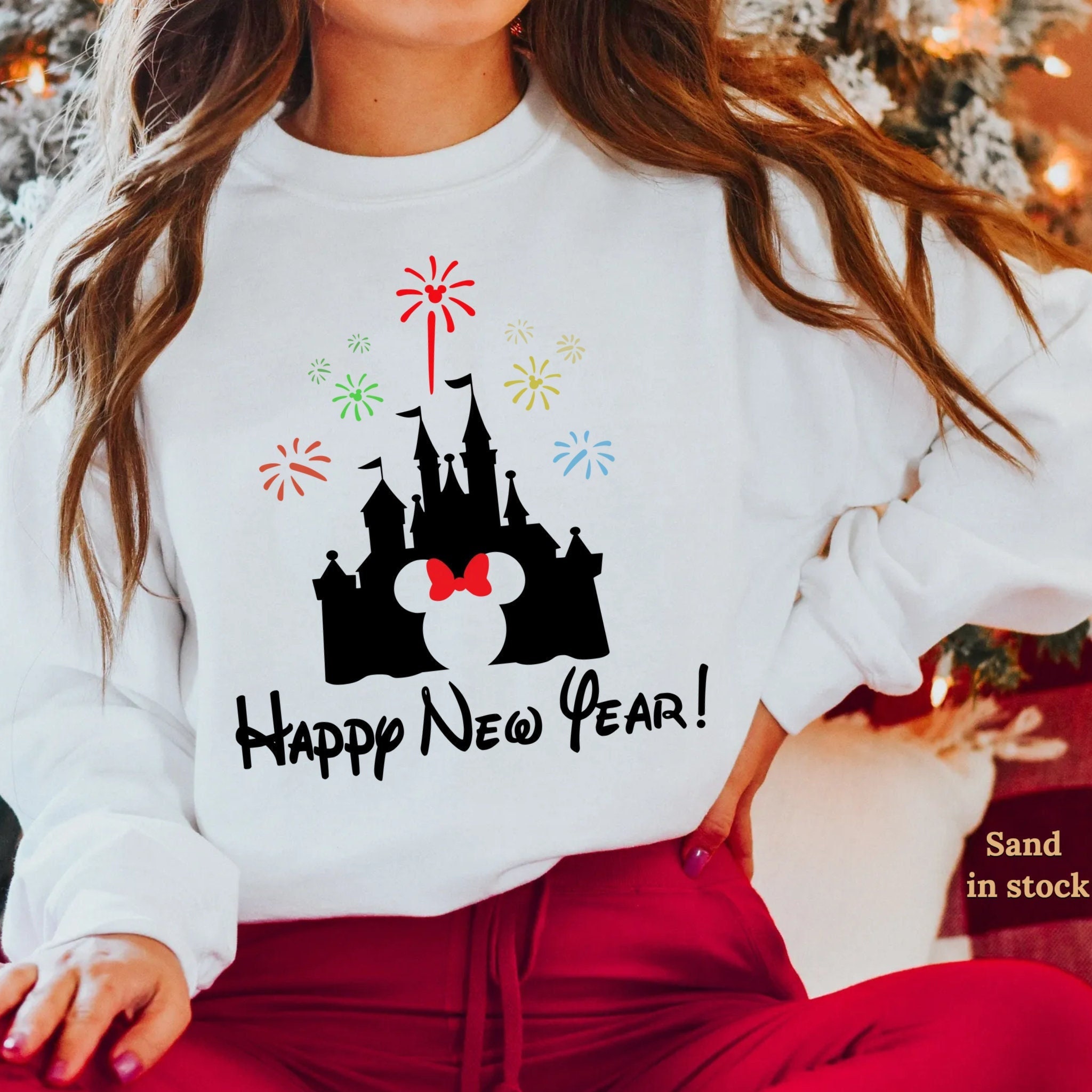 Discover Happy New Year Sweatshirt/Hoodie,Disney Christmas Shirt,Mickey Christmas Party Shirt,Disney Christmas  Shirt, Xmas Fireworks Shirt/Sweater