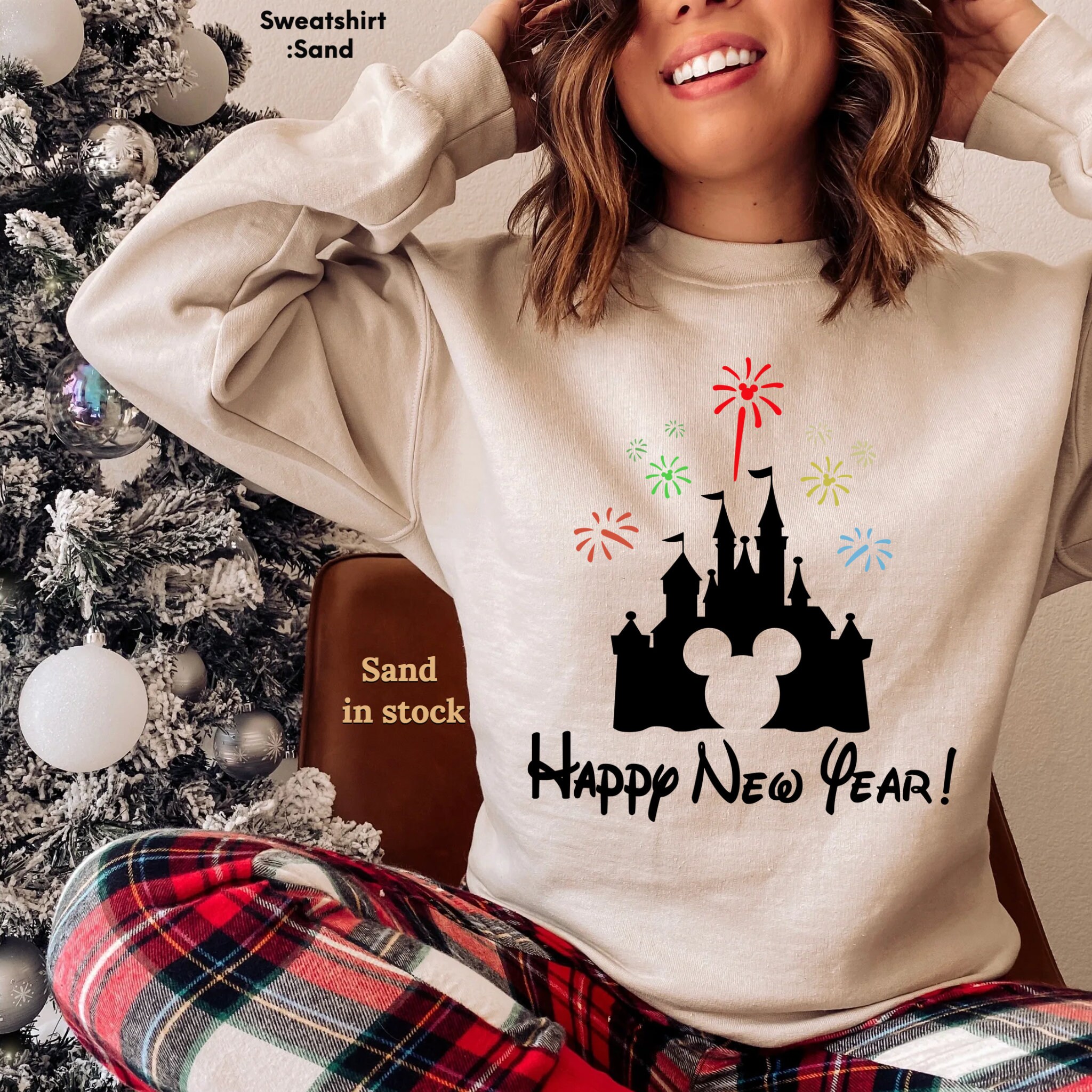 Discover Happy New Year Sweatshirt/Hoodie,Disney Christmas Shirt,Mickey Christmas Party Shirt,Disney Christmas  Shirt, Xmas Fireworks Shirt/Sweater