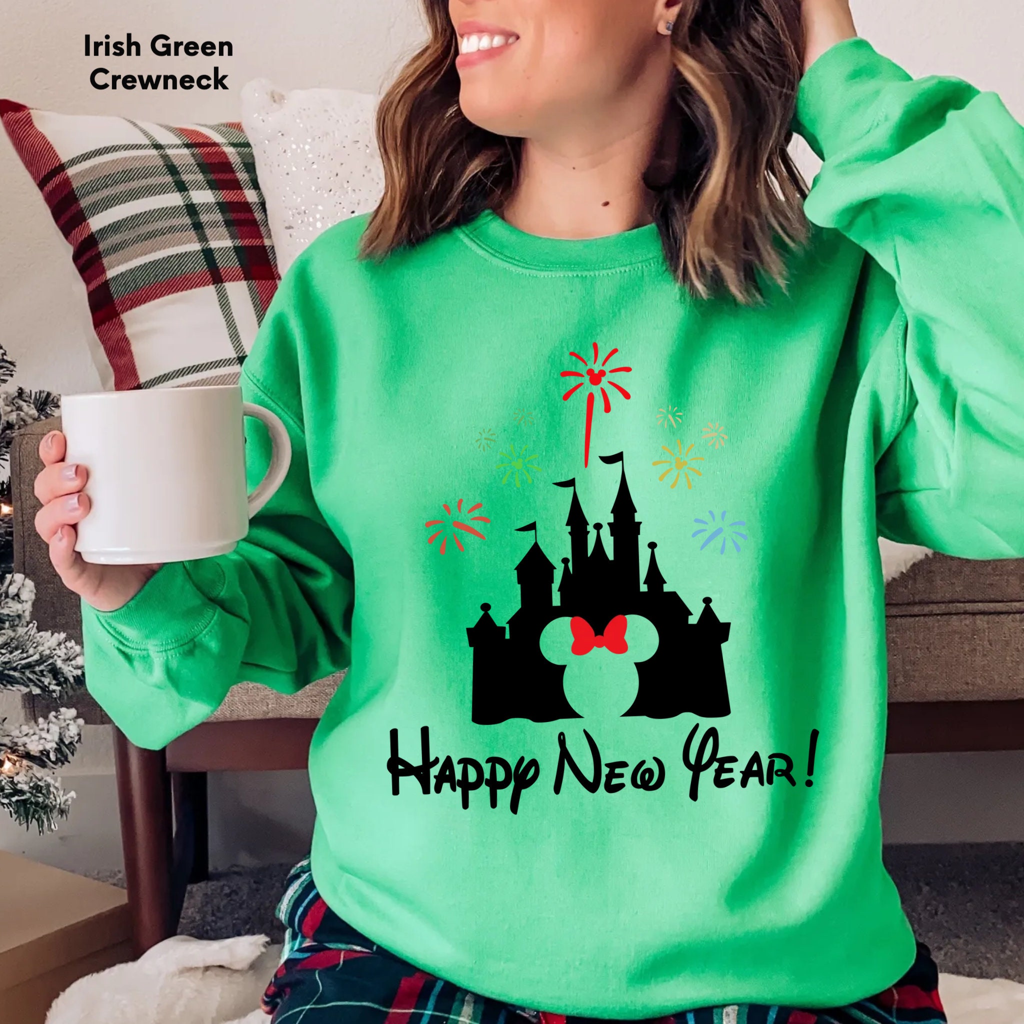 Discover Happy New Year Sweatshirt/Hoodie,Disney Christmas Shirt,Mickey Christmas Party Shirt,Disney Christmas  Shirt, Xmas Fireworks Shirt/Sweater