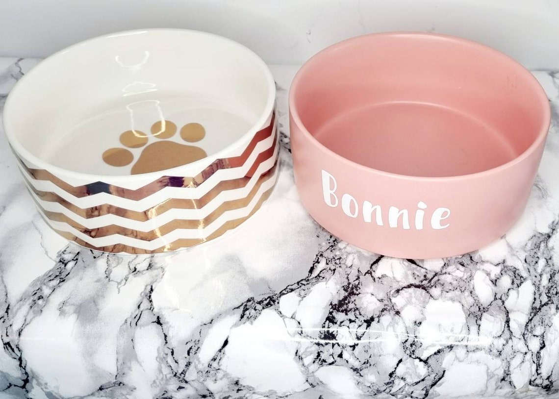 PRETTY IN PINK Matching pink dog bowls available in solid or Etsy