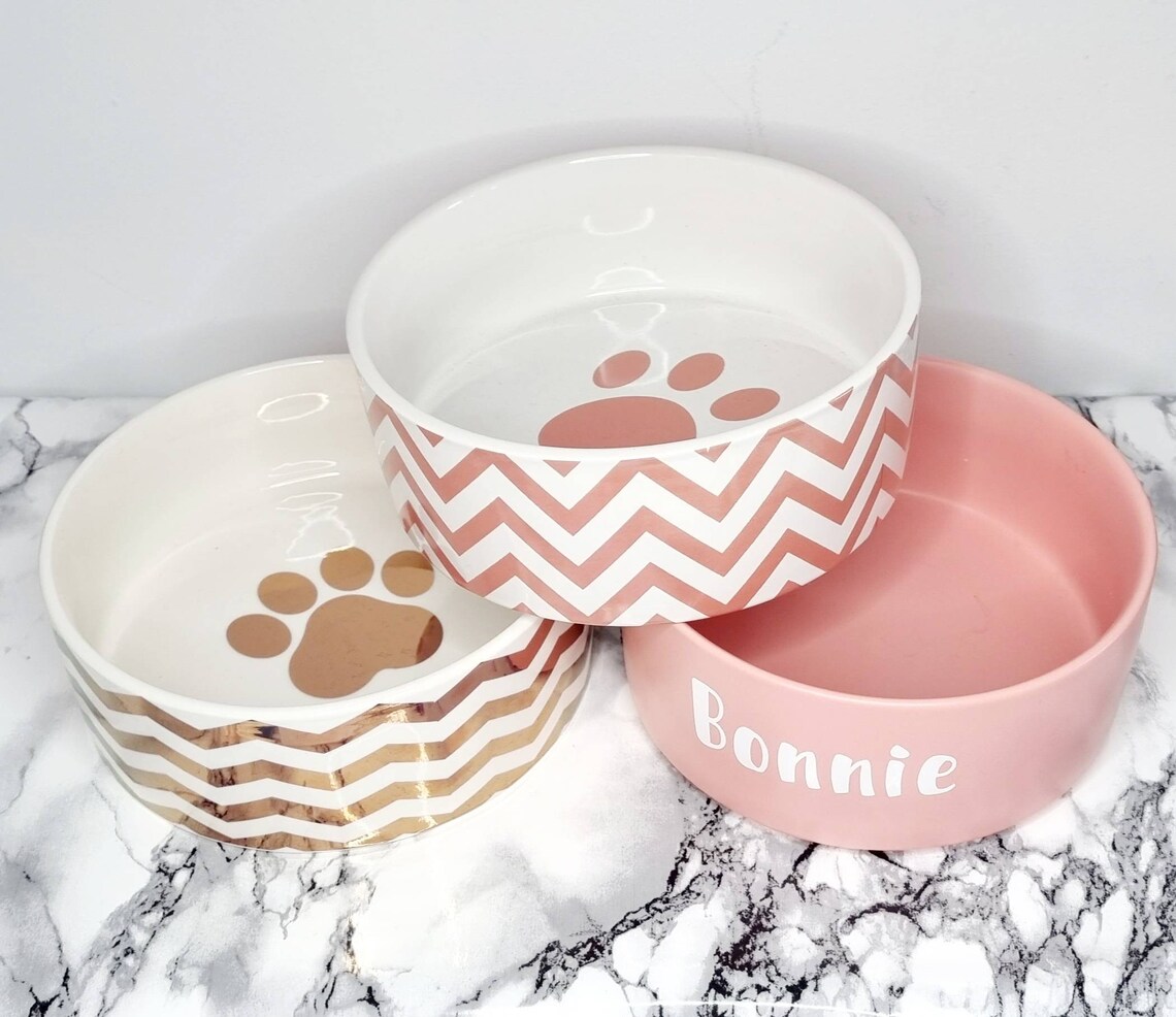 PRETTY IN PINK Matching pink dog bowls available in solid or Etsy