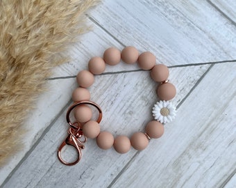 Neutral keychain • bracelet • flower wristlet • stretchy • gift