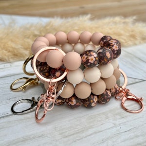 Floral neutro • pulsera • llavero pulsera • regalo para mamá • elástico
