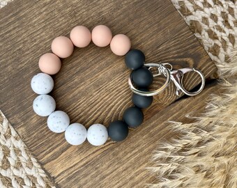 Neutral bead bracelet • keychain • hands free • wristlet