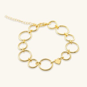 bracelet 18kt Plated Gold Bracelet for Woman, Layering Chain Bracelet, Stack Bold Silver Bracelet, Gold Link Bracelet, Gift for Her image 2