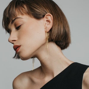 Gold Chain Dangle Earrings, Earring Dangle Boho, Long Gold Tassel Earrings, Long Chain Drop Earrings For Women, Long Tassel Golds Earrings image 1