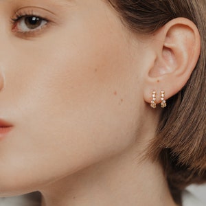 Earrings ,Pave Hoop Earrings, Gold Earrings, Stud Earrings, Hoop Earrings, Zircon Earrings, Gemstone Earrings, minimalist Earrings. Earrings image 4