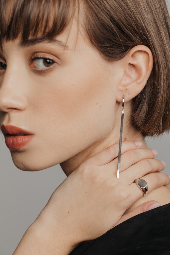 Hoop earrings with vertical cheap bar