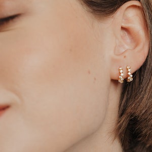 Earrings ,Pave Hoop Earrings, Gold Earrings, Stud Earrings, Hoop Earrings, Zircon Earrings, Gemstone Earrings, minimalist Earrings. Earrings image 3