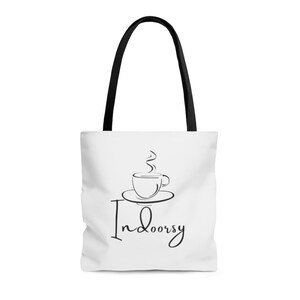 Tote Bag, Cute Tote for Women, Indoorsy Tote, Coffee Tote bag, Gift for Her, Fall Tote Bag