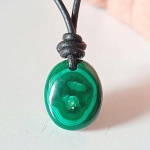 Natural Malachite Gemstone Necklace: Taurus Zodiac, Green Malachite Talisman