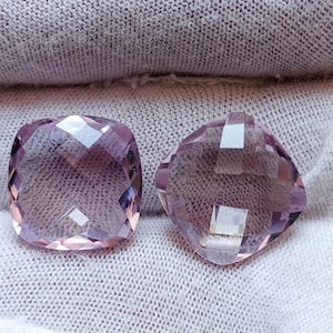 Rose de France Amethyst: 14x14mm Cushion Cut Briolette Gemstone