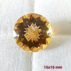 Natural large citrine round cheaker board cut, Semi precious stone, citrine cut stone, AAA+ quality citrine round, 16x16 mm citrine gemstone
