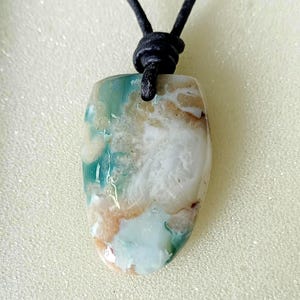 October birthstone necklace, Dendrite green opal stone, gifts for husband, green opal necklace, opal necklace men, bikers n riders pendant