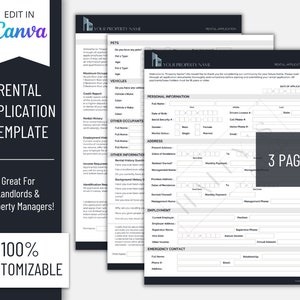 Editable Rental Application Template | Fillable Landlord Documents | Property Manager Leasing Application | Customizable | Edit In Canva