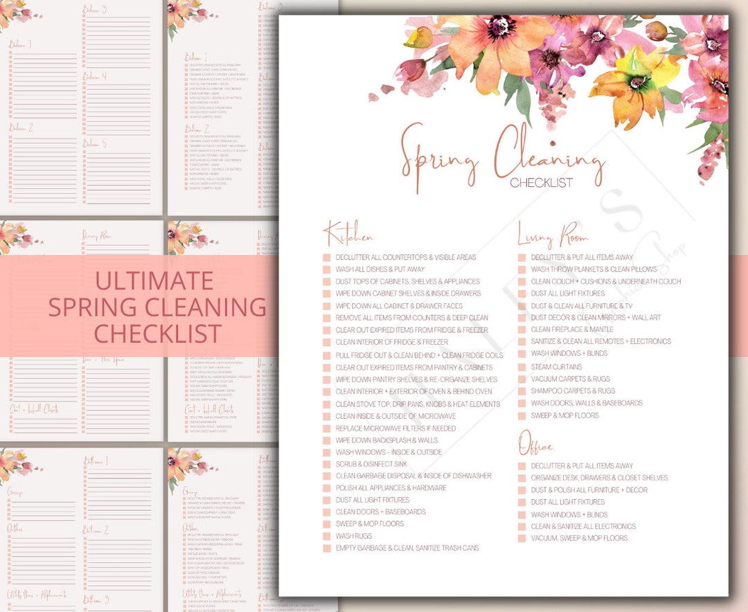 Ultimate Spring Cleaning Checklist | Home Cleaning Planner | Fillable ...