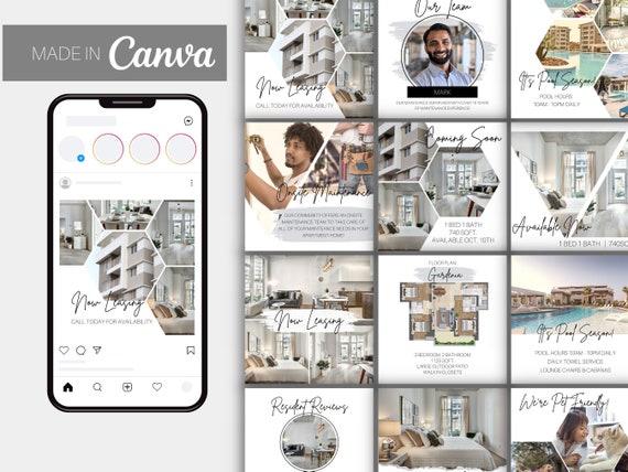 40 Customizable Instagram Templates for Apartment Communities | Property Managers & Landlords | Editable In Canva | Social Media Posts