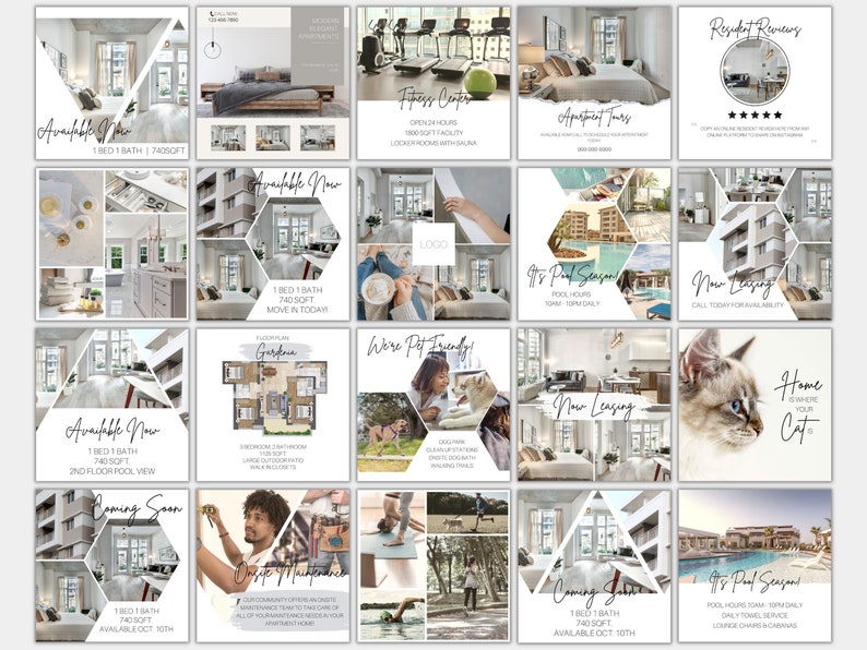 40 total templates that you can duplicate, edit, customize and use as many times as you want for Instagram posts.