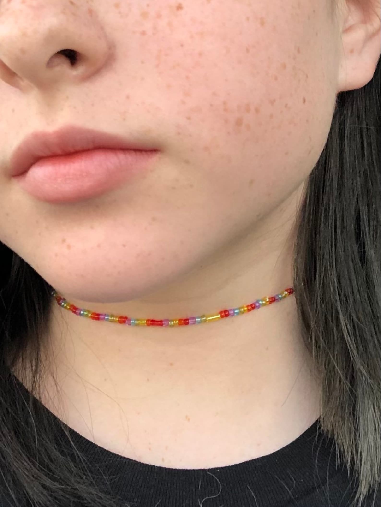 Aesthetic Rainbow Beaded Necklace Etsy