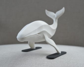 Minimalist Whale Sculpture | 3D Printed Ocean Decor | Modern Whale Figurine | Eco-Friendly Home Decor | Nautical Shelf Accent