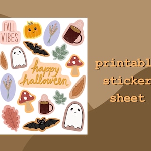 Herbst Sticker Sheet PDF Download - Halloween und Herbst inspirierte Sticker - Scrapbooking und Bullet Journaling