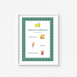 Znak Masters Specialty Drinks, Menu specjalnych koktajli, Masters Green, Pierwszy rok Mastered, Pierwsze urodziny, Golf, Let's Par-Tee, Hole in One