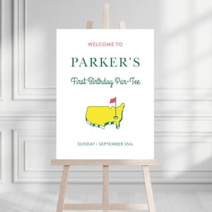 Masters Party Willkommensschild, erster Geburtstag, Golf, gemeistertes erstes Jahr, der Meister, Golf Geburtstag, Let&#39;s Par-Tee, Hole In One, Kindergeburtstag